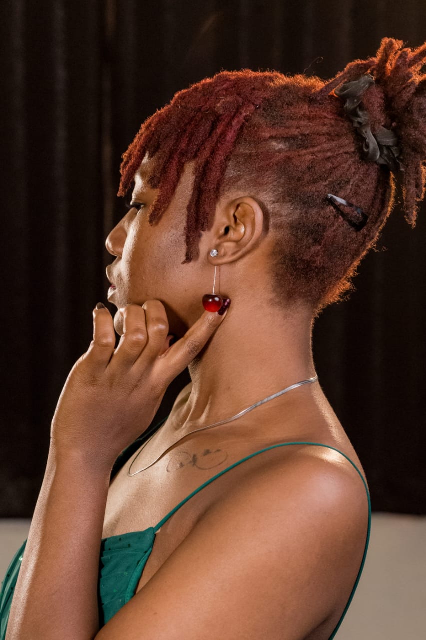 Red cherry drop earrings