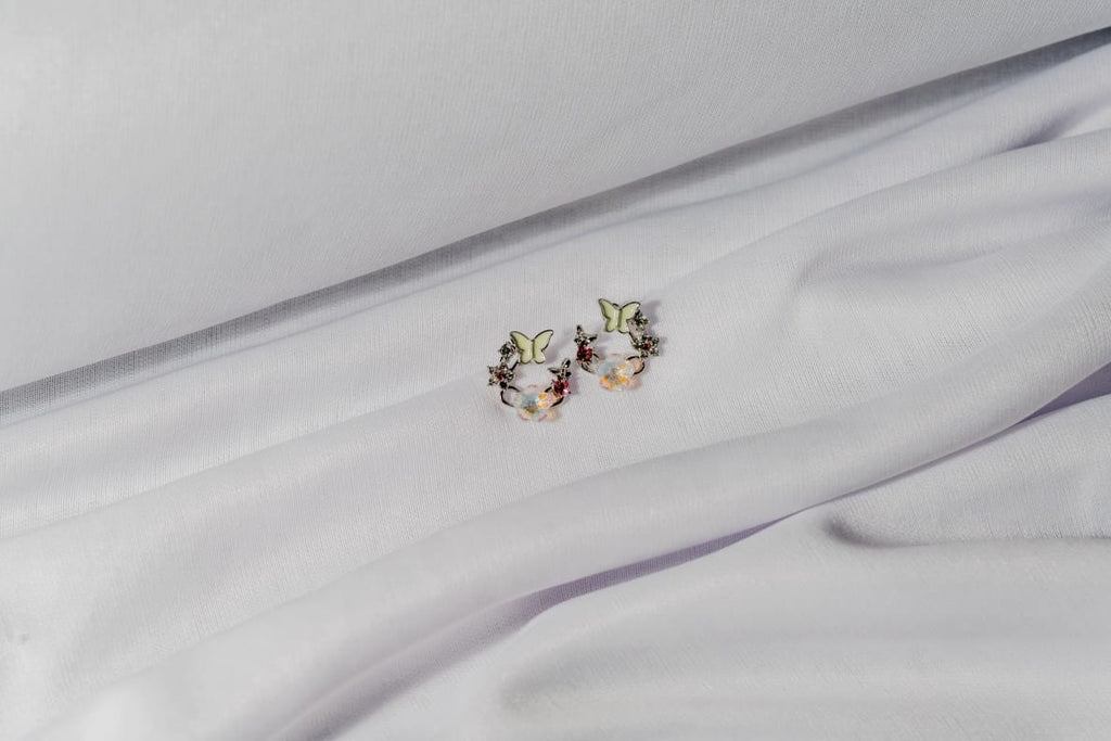 Crystal Bloom Butterfly Earrings