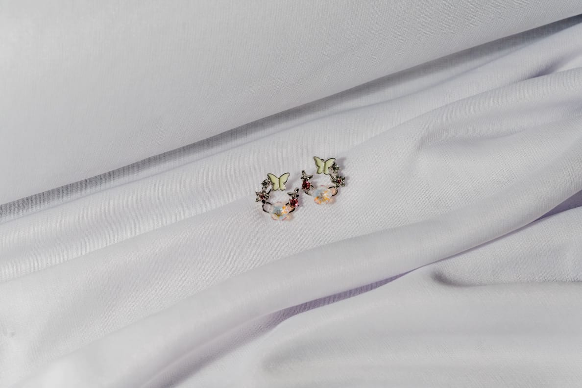 Crystal Bloom Butterfly Earrings