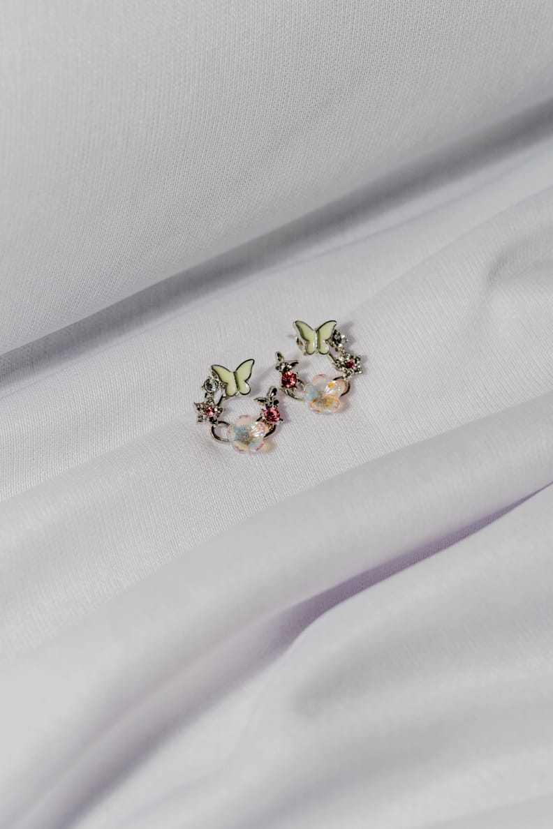 Crystal Bloom Butterfly Earrings