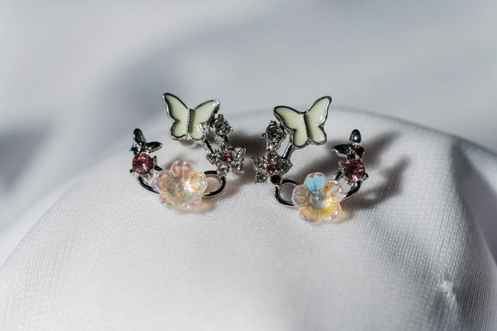 Crystal Bloom Butterfly Earrings