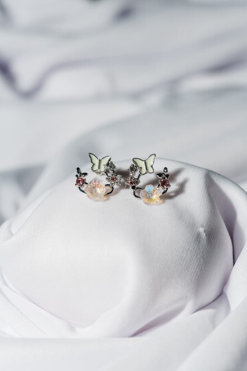 Crystal Bloom Butterfly Earrings