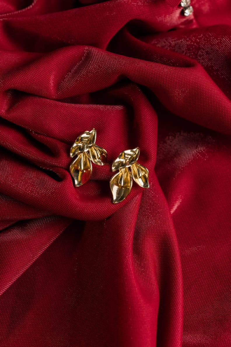 Golden Bloom Leaf Earrings