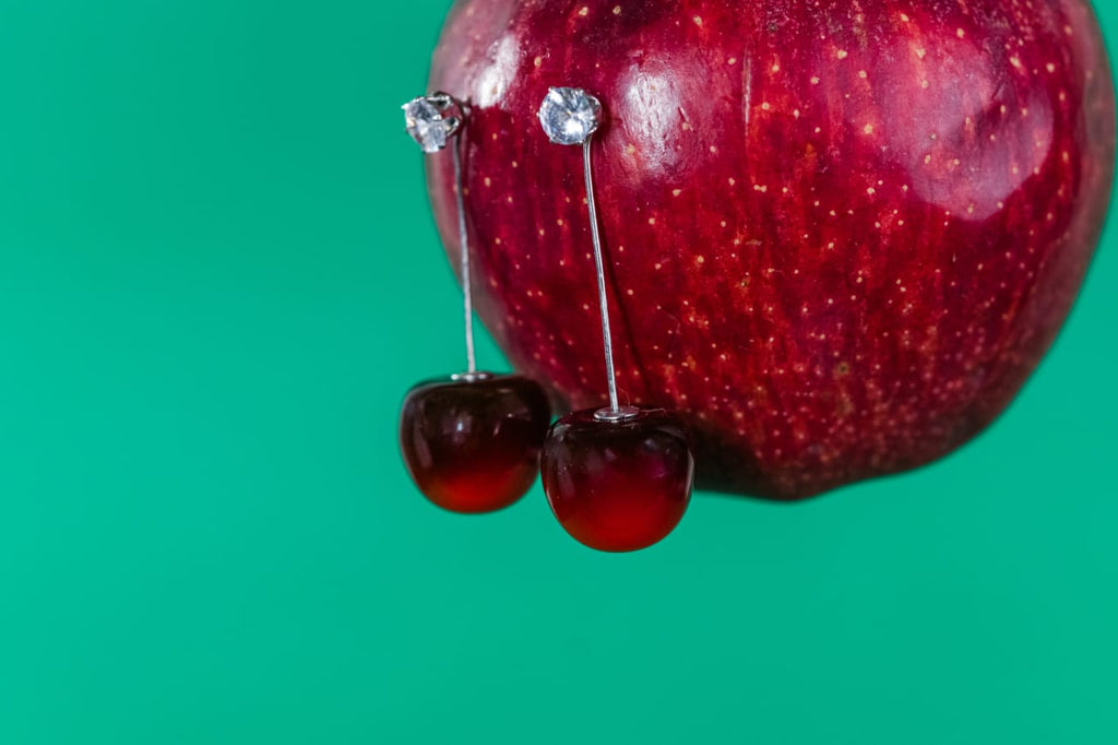 Red cherry drop earrings