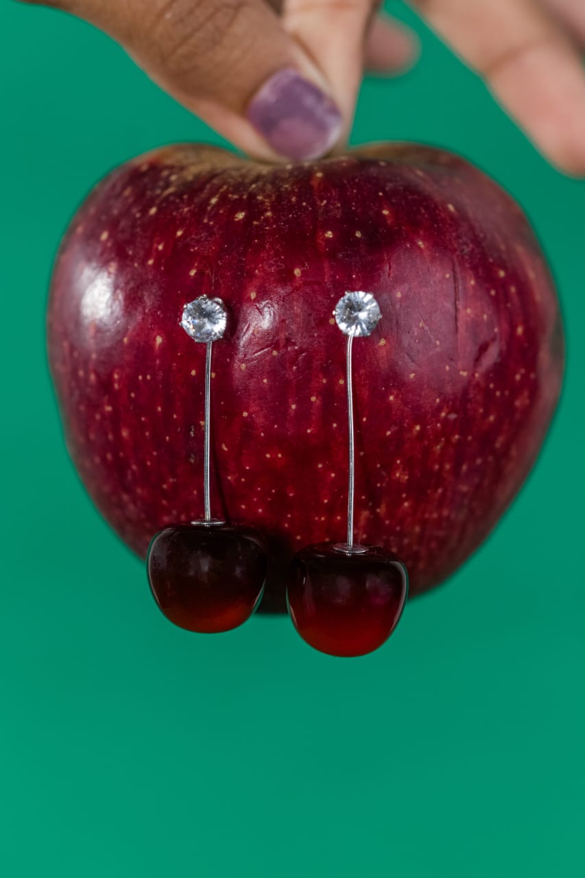 Red cherry drop earrings