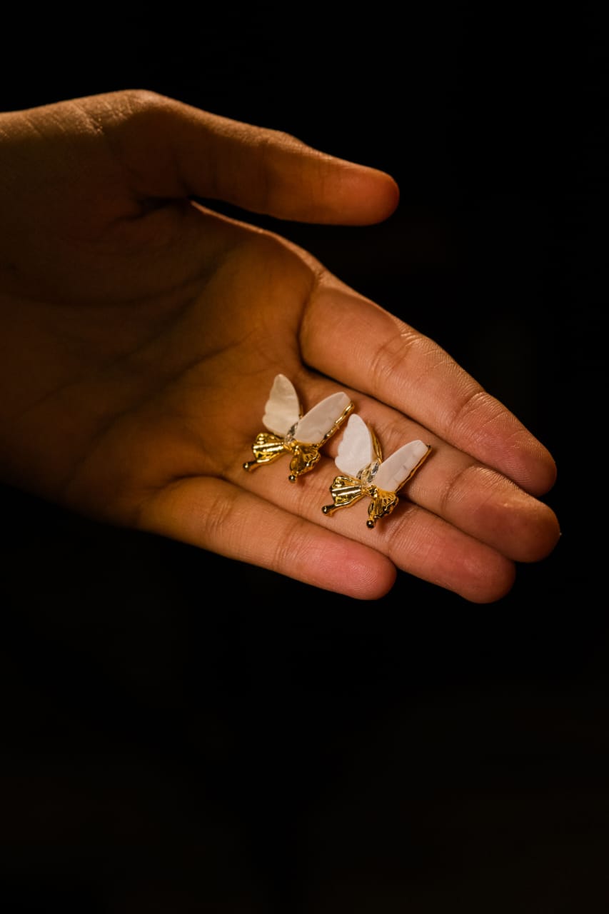 Ivory Glow Butterfly Earrings