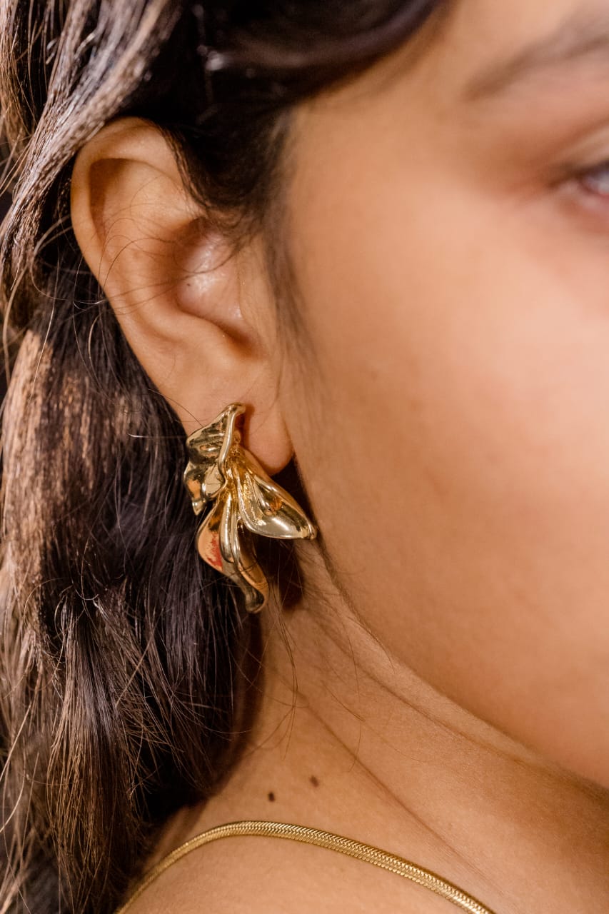 Golden Bloom Leaf Earrings