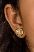 Golden Shell Pearl Earrings