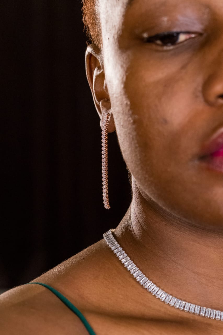 Silver crystal necklace