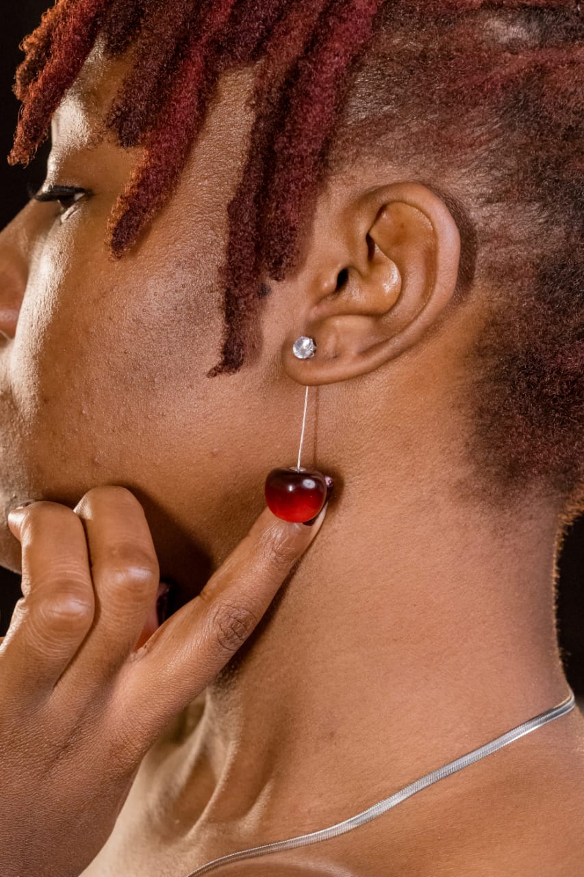 Red cherry drop earrings