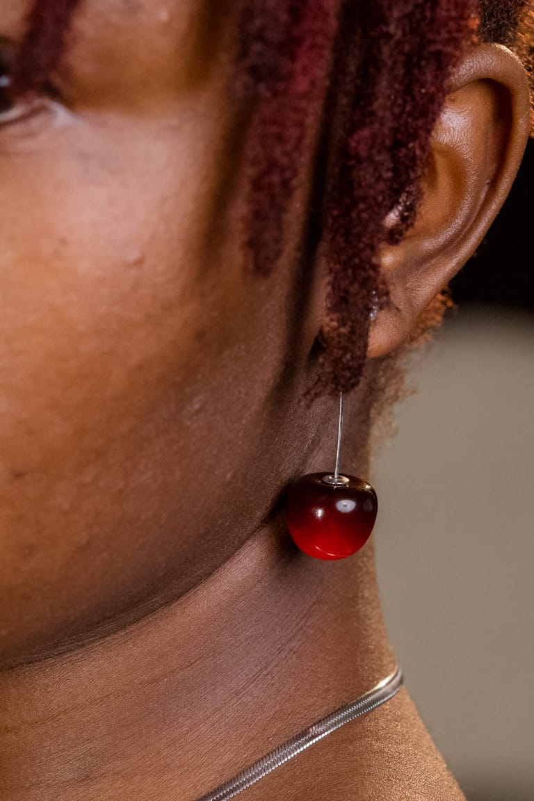 Red cherry drop earrings