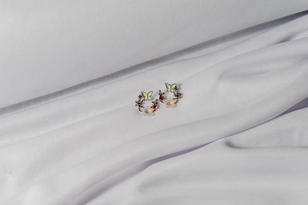 Crystal Bloom Butterfly Earrings