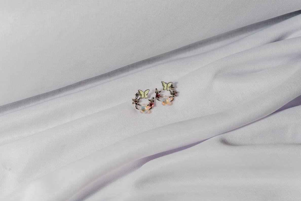 Crystal Bloom Butterfly Earrings