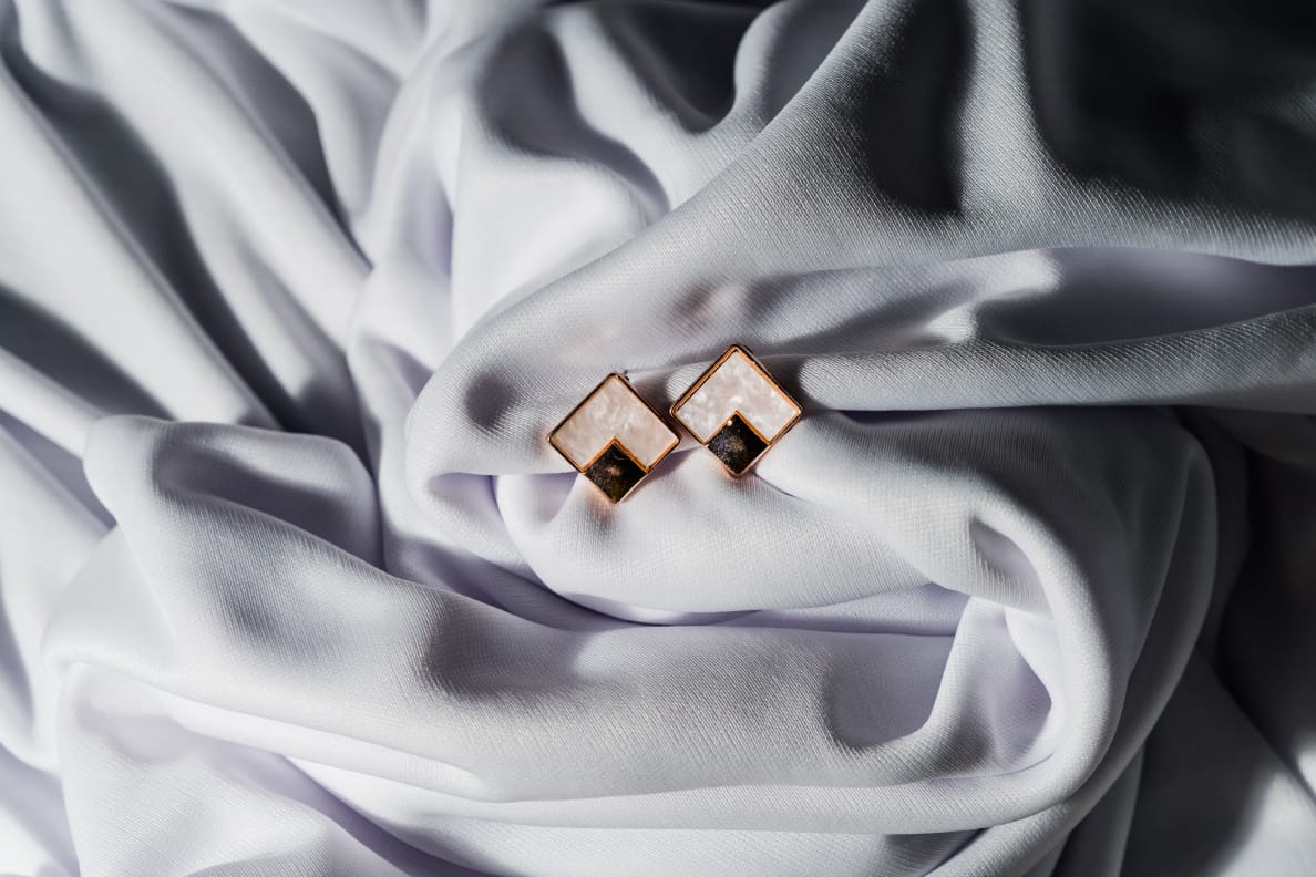 Blush Square Stud Earrings