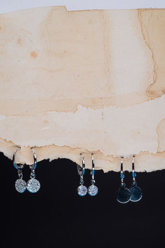 Set of 3 Silver CZ Fashion Hoops Earring