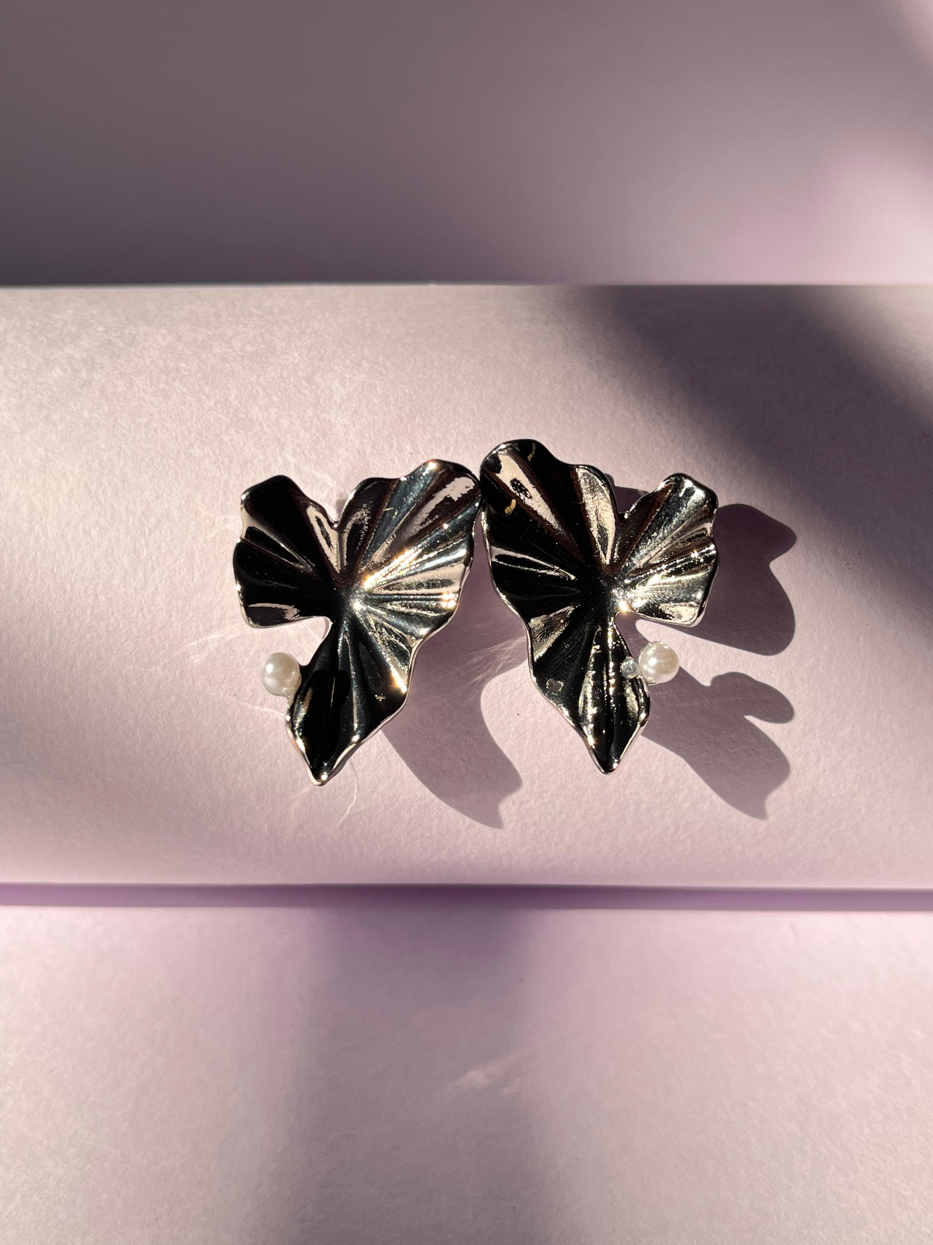 Silver Bloom Leaf Earrings