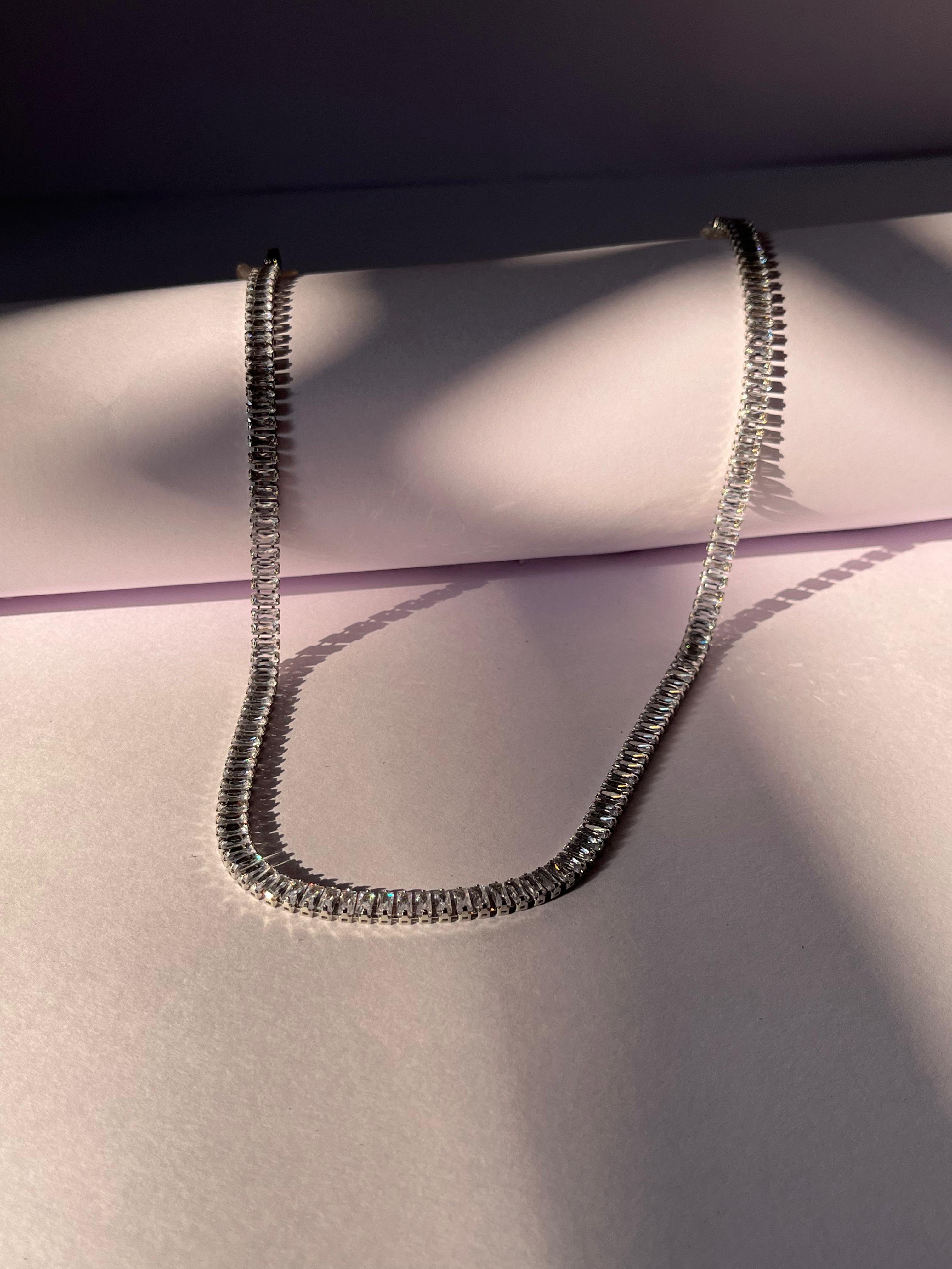 Silver crystal necklace