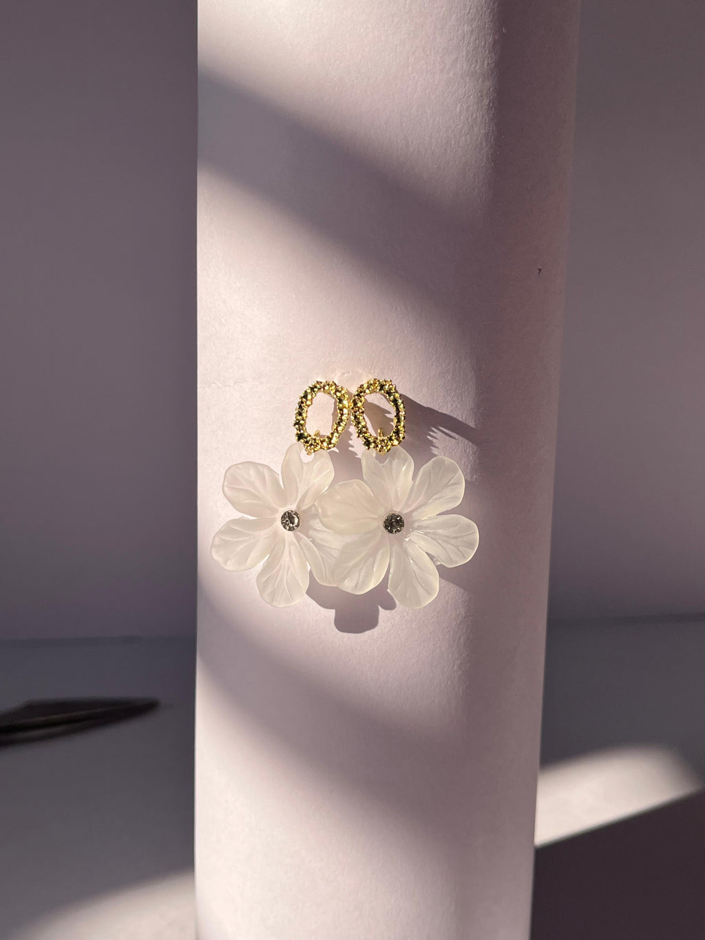 Snow Daisy Drop Earrings