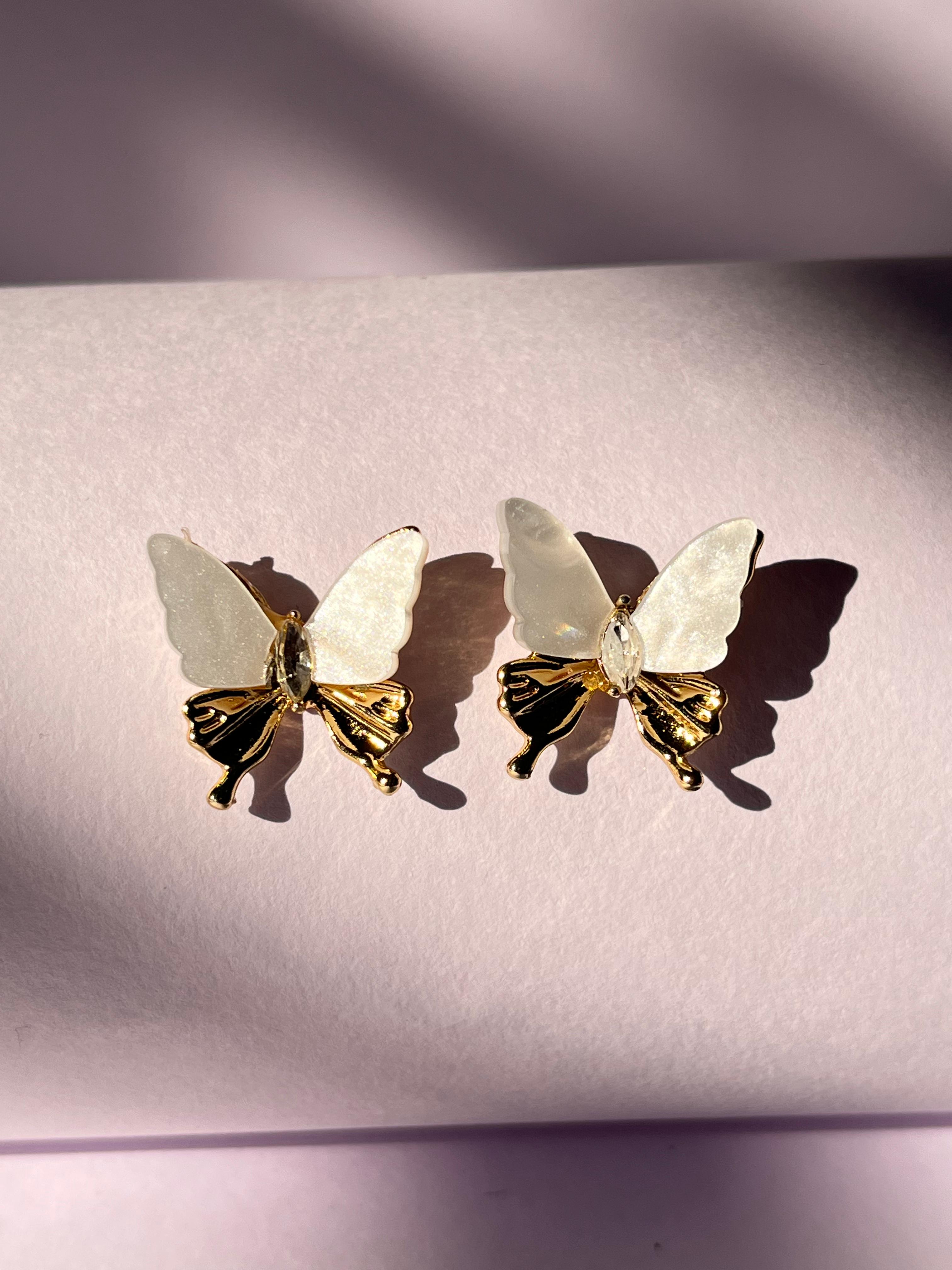 Ivory Glow Butterfly Earrings