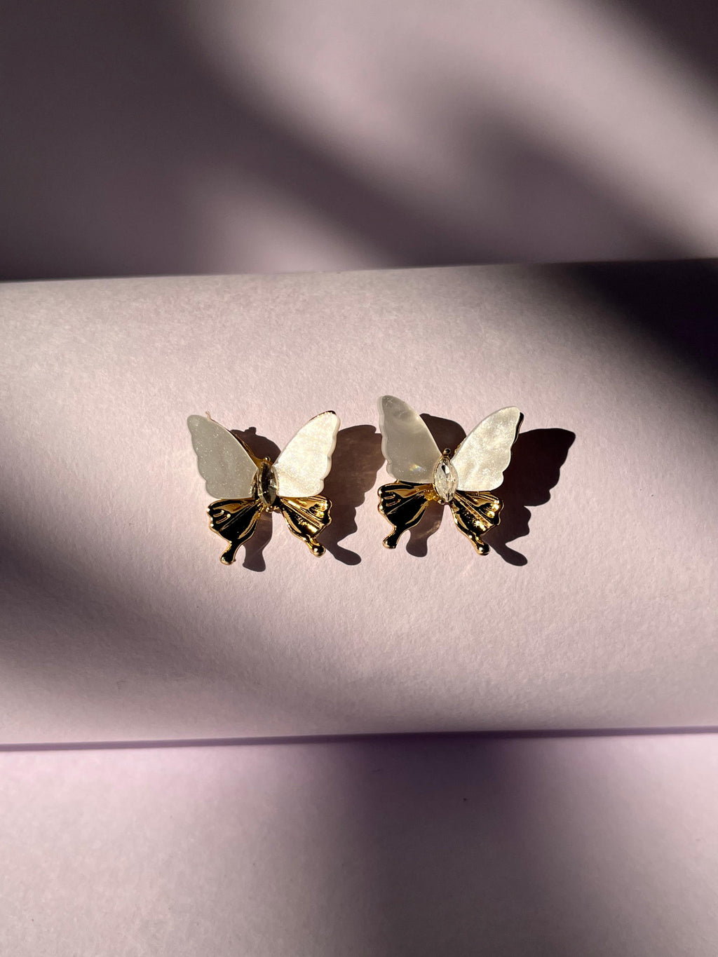 Ivory Glow Butterfly Earrings